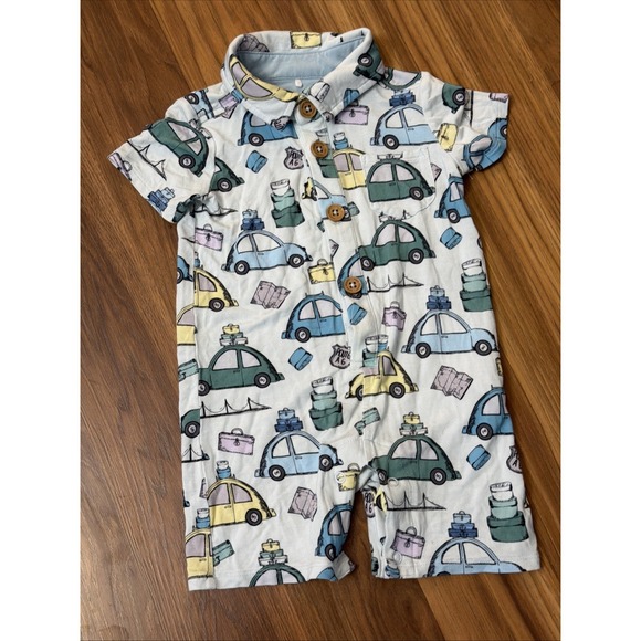 Posh Peanut Other - Posh Peanut Baby Boys 6-9 Months Automobiles S/s Romper Outfit Shorts